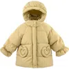 Mimi Tutu Kids' Heart-pocket Puffer Jacket In Yellow