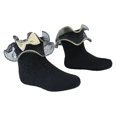 Mimi Tutu Kids'  Gold Trim Bow Tulle Socks
