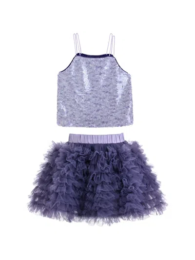 Mimi Tutu Kids' Henrietta Sequin-embellished Top And Tulle Skirt Set In Purple