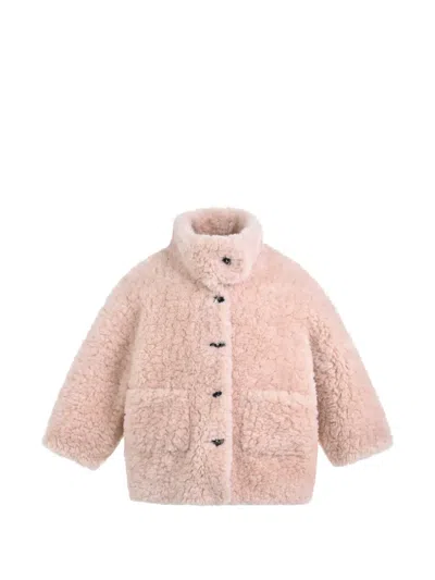 Mimi Tutu Kids' High-necck Faux-fur Coat In Pink