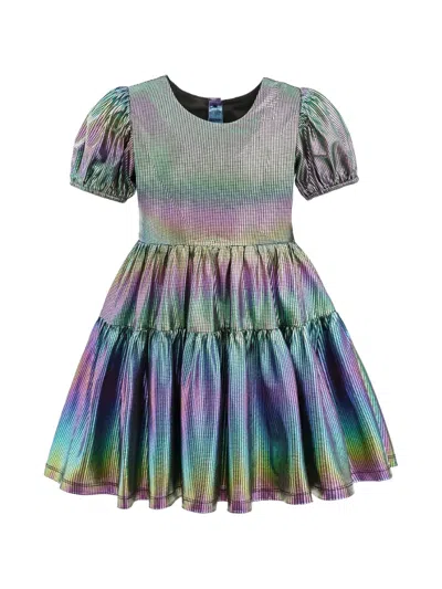 Mimi Tutu Kids' Iridescent Puff-sleeve Dress In Multi