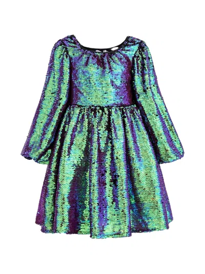 Mimi Tutu Kids' Iridescent Sequin Dress In Green