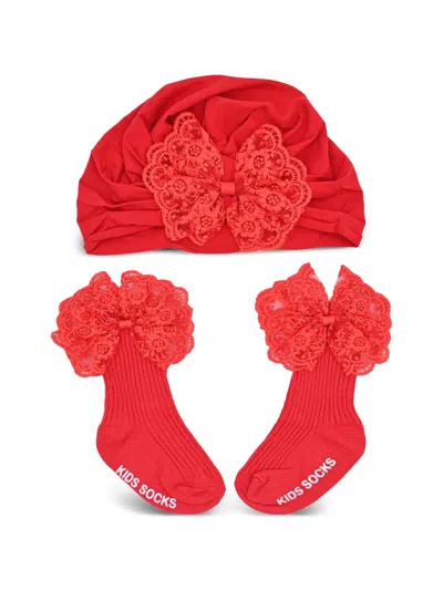 Mimi Tutu Babies' Lace-bow Gift Set In Red
