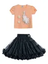 Mimi Tutu Multicolor Laurel Peacock Skirt Outfit In Pink