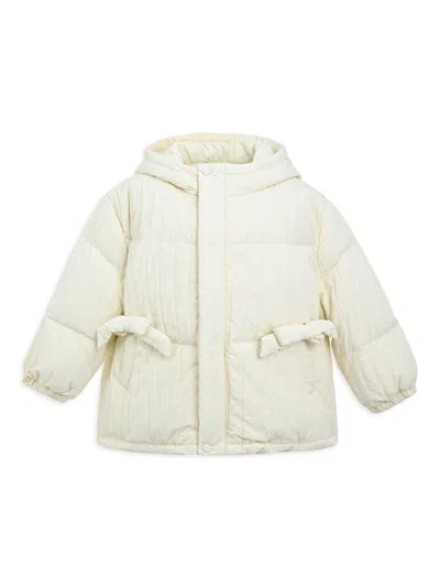 Mimi Tutu Little Girl's Bow Quilted Puffer Jacket In White