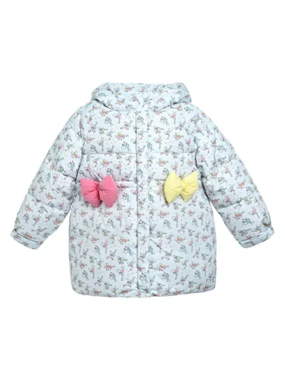 Mimi Tutu Babies' Little Girl's Floral Bow Hooded Coat In Blue