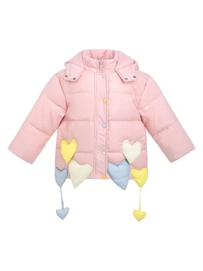 Mimi Tutu Little Girl's Heart Charm Puffer Jacket In Pink