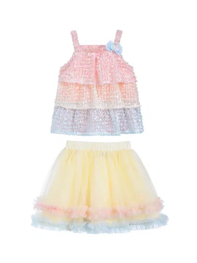 Mimi Tutu Babies' Little Girl's Sunset Layered Dress Set In Pink