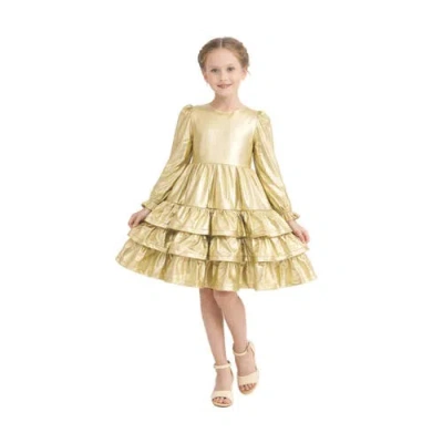 Mimi Tutu Babies'  Metallic Ruffle Party Dress In Gold