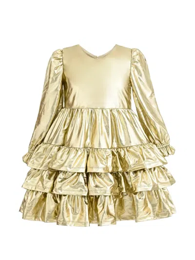 Mimi Tutu Kids' Metallic Ruffled Dress In Gold