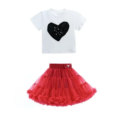 Mimi Tutu Kids'  Multicolor Avalon Heart Skirt Outfit In 红色