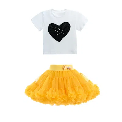 Mimi Tutu Kids'  Multicolor Haley Heart Skirt Outfit In Yellow