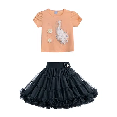 Mimi Tutu Kids'  Multicolor Laurel Peacock Skirt Outfit In Pink