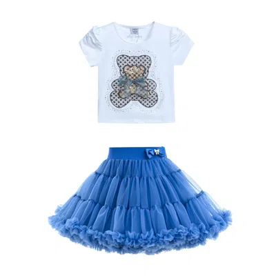 Mimi Tutu Kids'  Multicolor Natalie Bear Skirt Outfit In White