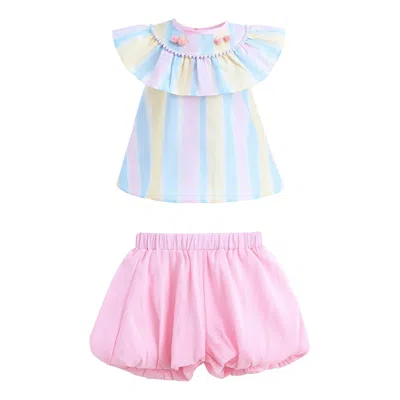 Mimi Tutu Babies'  Multicolor Rainbow Striped Ruffle Outfit