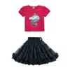 Mimi Tutu Multicolor Ramona Unicorn Skirt Outfit In Red