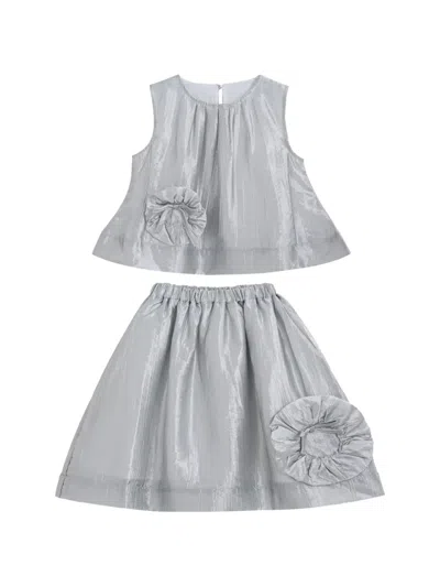 Mimi Tutu Nerissa Bloom Skirt And Blouse Set In Gray
