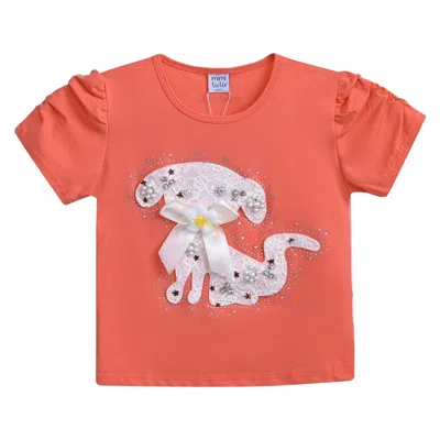 Mimi Tutu Kids'  Orange Puppy Applique T-shirt