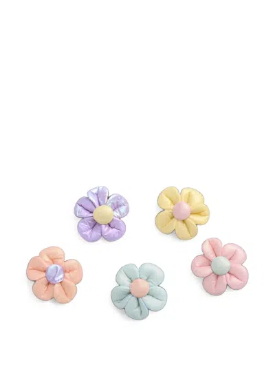 Mimi Tutu Kids' Padded Flower Hair Clips (set Of Five) In Pink