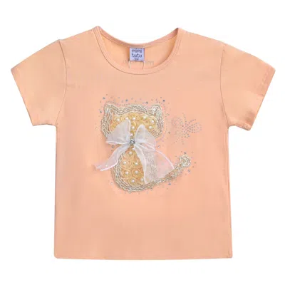 Mimi Tutu Babies'  Peach Cat Applique T-shirt