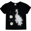 Mimi Tutu Kids' Peacock-appliqué T-shirt In Black
