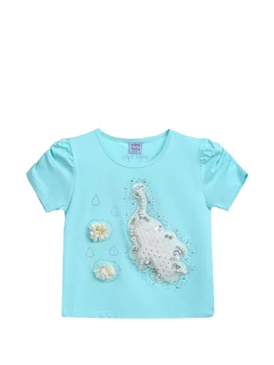 MIMI TUTU PEACOCK-APPLIQUÉ PUFF-SLEEVE T-SHIRT