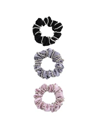 Mimi Tutu Kids' Pearl Accent Scrunchies Set (set Of Three) In Blue