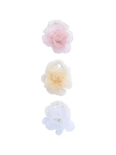 Mimi Tutu Kids' Pearl Blossom Scrunchies Set (set Of Three) In Multi