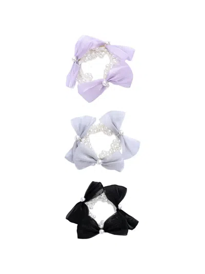 Mimi Tutu Kids' Pearl Bow Scrunchies Set (set Of Three) In Multi