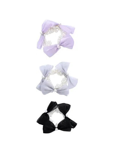 Mimi Tutu Kids' Pearl Bow Scrunchies Set (set Of Three) In Multi