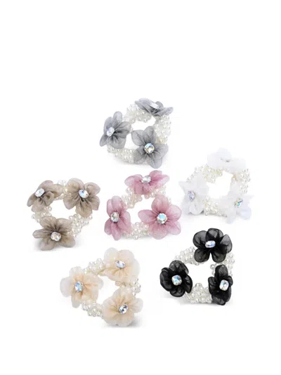 Mimi Tutu Kids' Pearl Flower Scrunchuies Set (set Of Three) In Multi