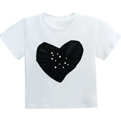 Mimi Tutu Kids'  Pearl Heart Applique T-shirt In White