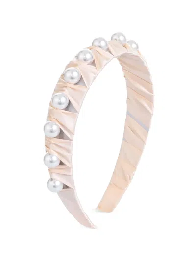 Mimi Tutu Kids' Pearl-accent Pleated Headband In Pink