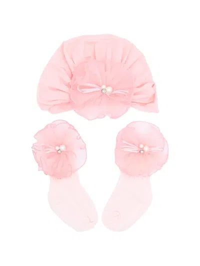 Mimi Tutu Kids' Pearl-embellished Flower-ribbon Gift Set In Metallic