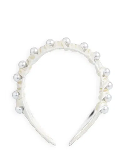Mimi Tutu Kids' Pearl-embellished Pleated Headband In Gold