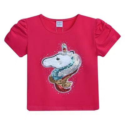 MIMI TUTU MIMI TUTU PINK RASPBERRY UNICORN APPLIQUE T-SHIRT