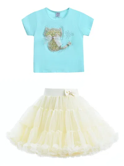 Mimi Tutu Kids' Piper Cat Skirt Set In Blue