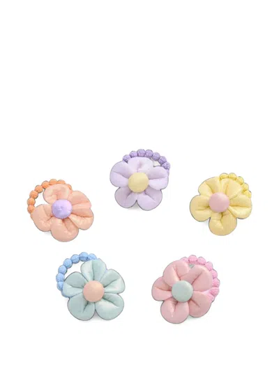 Mimi Tutu Kids' Plush Flower Hair Ties (set Of Five) In Multi