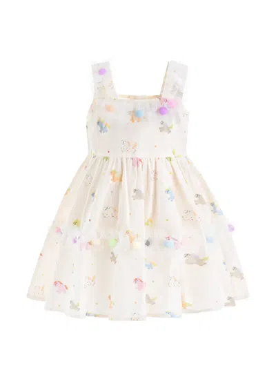 Mimi Tutu Kids' Pom-pom Animal-print Dress In Neutral