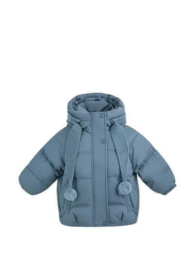 Mimi Tutu Kids' Pom-pom Puffer Jacket In Blue