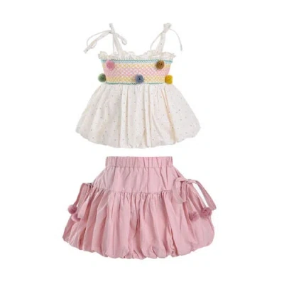 Mimi Tutu Babies'  Pom-pom Skirt Set In Pink
