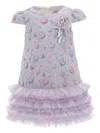 Mimi Tutu Puff-sleeve Embroidered Tulle Dress In Purple