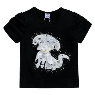 Mimi Tutu Kids' Puppy-appliqué T-shirt In Black