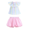 Mimi Tutu Rainbow Striped Top And Shorts Set In Pink