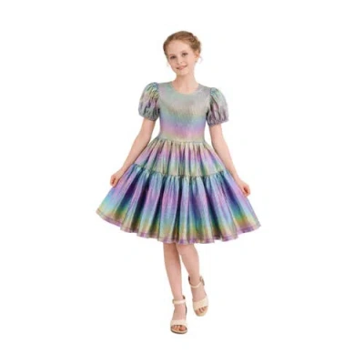 Mimi Tutu Babies'  Retro Iridescent Puff-sleeve Dress In Multi