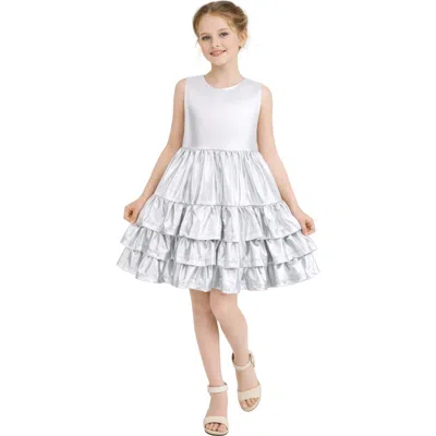 Mimi Tutu Babies'  Satin Ruffle Party Dress In Silver