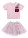 Mimi Tutu Sequin-embellished T-shirt Skirt Set In Pink