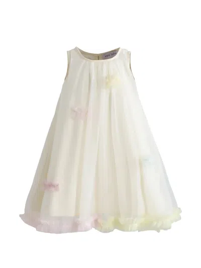 Mimi Tutu Kids' Serenelle Floral-embellished Tulle Dress In Neutral