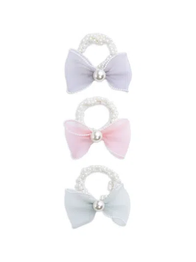 Mimi Tutu Kids' Sheer Bow Hair Scrunchies (set Of Six) In White