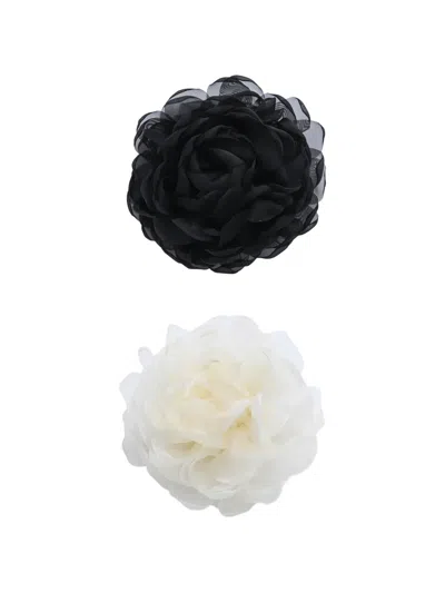 Mimi Tutu Kids' Tulle Flower Hair Clips (2-set) In Black